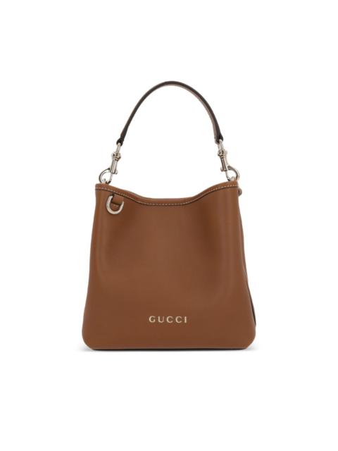 embroidered-logo bucket bag