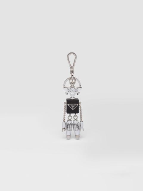 Saffiano leather robot trick keychain