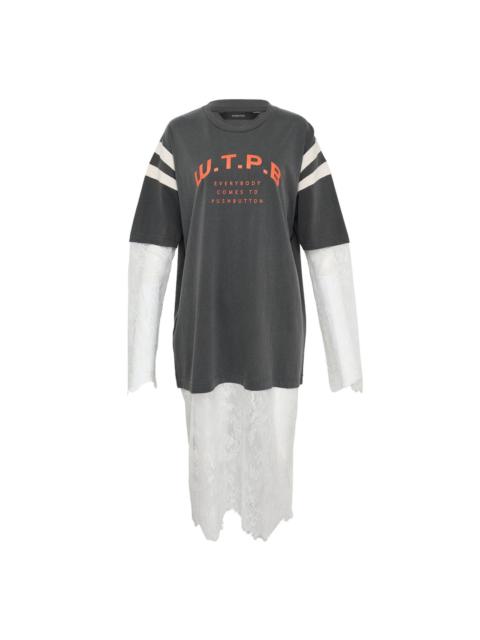 pushBUTTON Gray Layered Lace Sleeve Tee