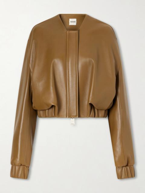 KHAITE Cordan Cropped Leather Bomber Jacket