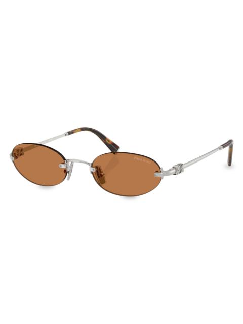 Miu Miu Women's 51MM Oval Sunglasses - Silver Brown