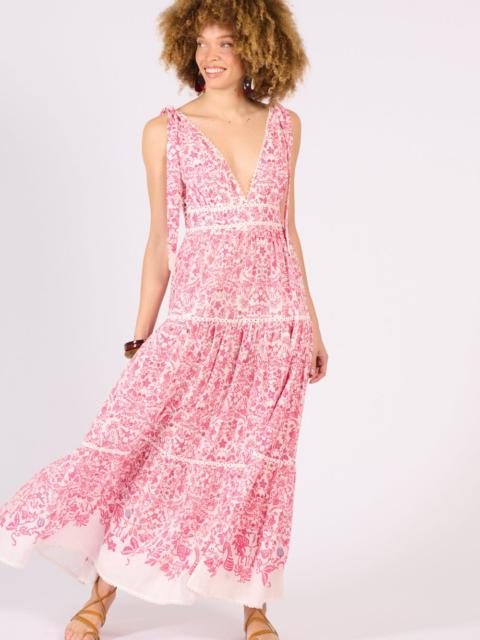 Poupette St Barth Long Dress Perla - Pink Tiare