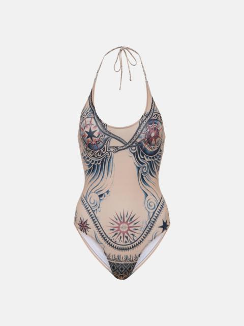Tattoo Collection printed swimsuit