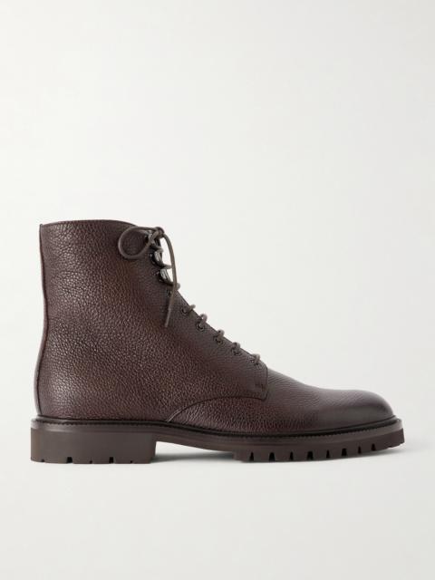Brunello Cucinelli Shearling-Lined Full-Grain Leather Lace-Up Boots