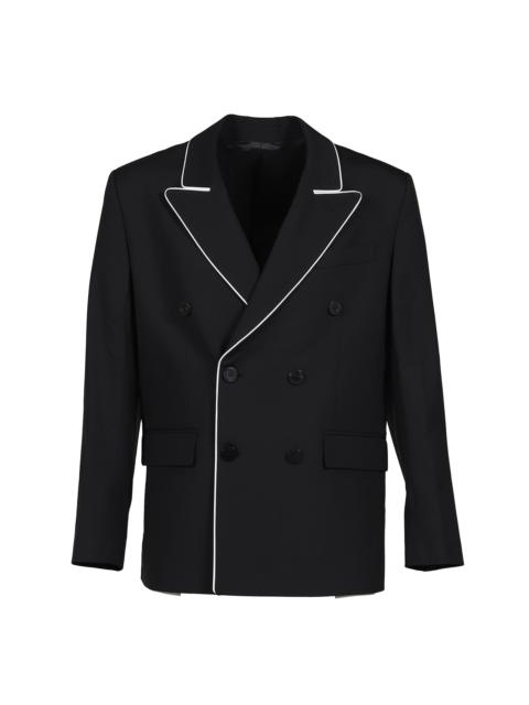 ERNEST W. BAKER TRIM SIX BUTTON DOUBLE BREASTED BLAZER / BLK