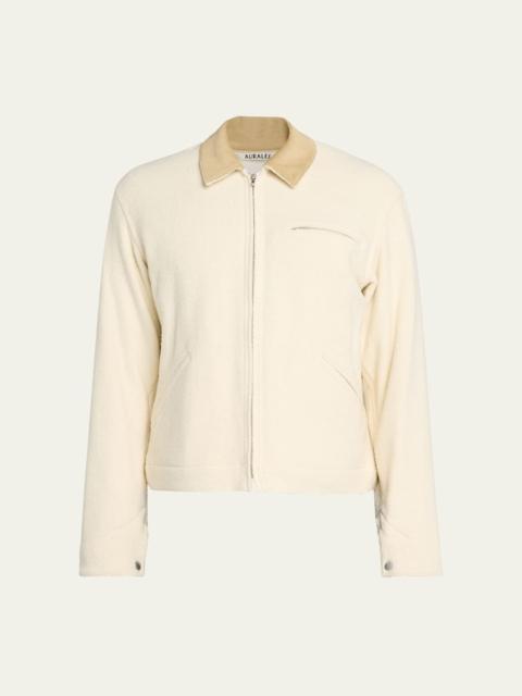 AURALEE Men's Blouson Tweed Zip Jacket