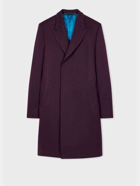 Paul Smith Purple Wool-Blend Twill Double-Breasted Overcoat
