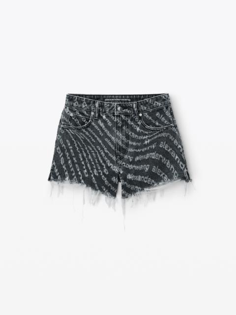 Alexander Wang Bite High Waist Denim Shorts with Logo Wave