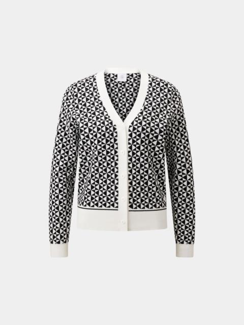 BOGNER Knit jacket Ina in Black/Off-White