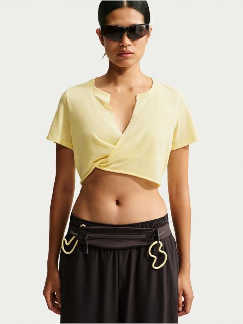 Nike NikeSKIMS Performance Cotton Blend Women's V-Neck Cropped Twist Short-Sleeve Top