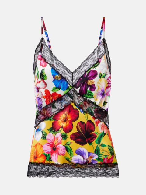 Dolce & Gabbana Floral lace-trimmed silk-blend camisole