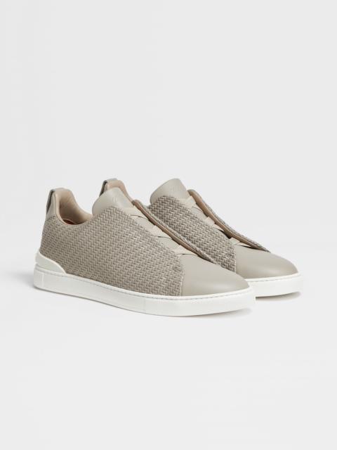 LIGHT GREY PELLETESSUTA™ LEATHER TRIPLE STITCH™ SNEAKERS