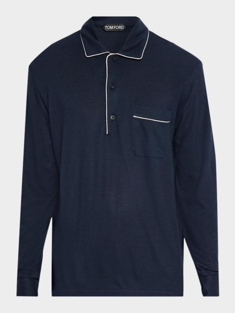 TOM FORD Men's Cotton Silk Piquet Polo Shirt