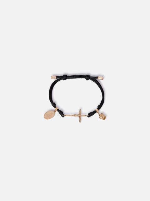 Dolce & Gabbana Fabric Sicily bracelet with 18kt gold pendant charms