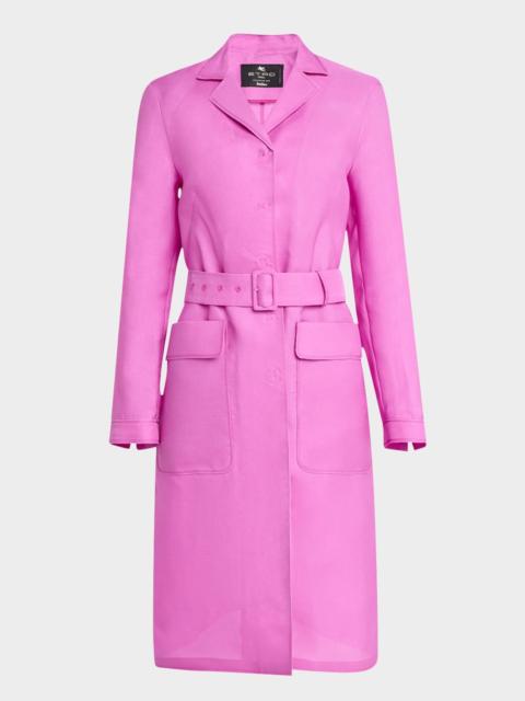 Etro Silk Organza Belted Trench Coat