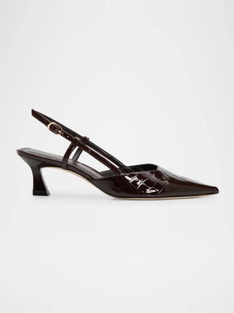 Stuart Weitzman 50mm Vinnie Patent Leather Slingback Pumps
