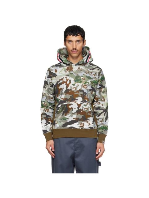 A BATHING APE® Khaki Hybrid Camo Shark Pullover Hoodie