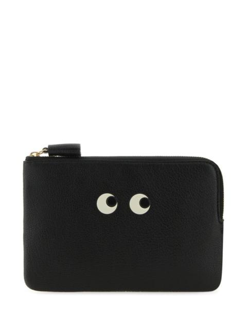 Black leather Loose Pocket Eyes pouch