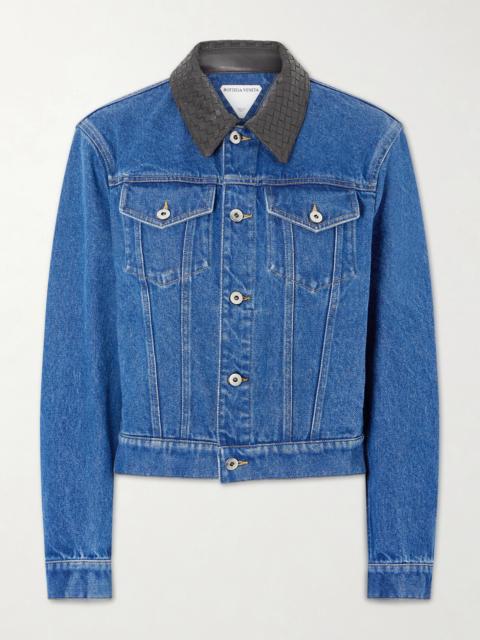 Bottega Veneta Intrecciato Leather-trimmed Denim Jacket