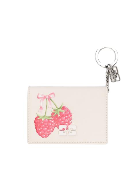 GANNI raspberry-print leather wallet