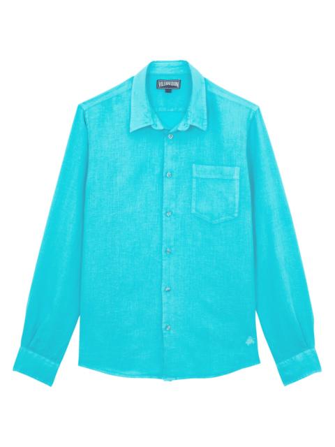 Vilebrequin Men's Long-Sleeve Linen Shirt - Vert Disco