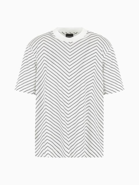 Lyocell blend-jersey T-shirt with macro chevron print and ASV micro eagle