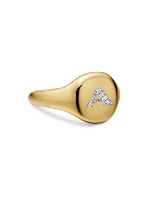 DAVID YURMAN Women's DY Initial Pinky Ring in 18K Yellow Gold - A Letter