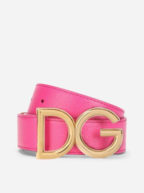 Dolce & Gabbana Reversible dauphine calfskin belt with DG logo