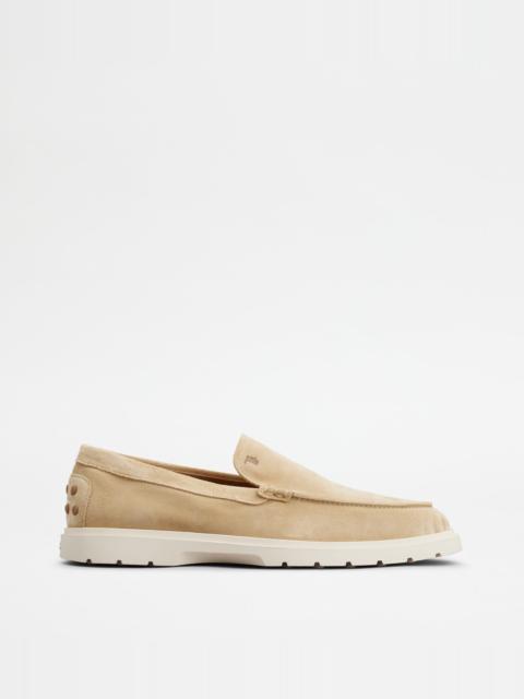Tod's SLIPPER LOAFERS IN SUEDE - OFF WHITE