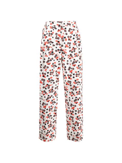 floral-print high-waist trousers