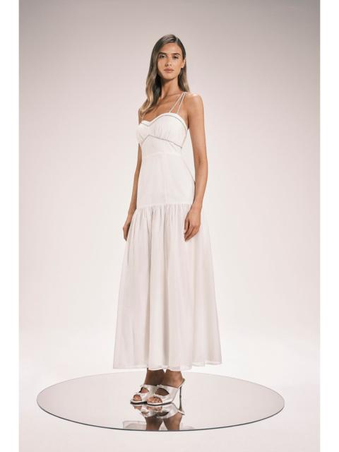 KAREN MILLEN Cotton Diamonte Detail Woven Midi Dress
