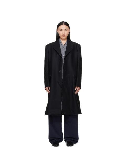 MM6 Maison Margiela Black Wool Felt Single-Breasted Coat
