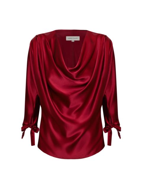 ANDRES OTALORA Frio Interior Draped Silk Blouse red