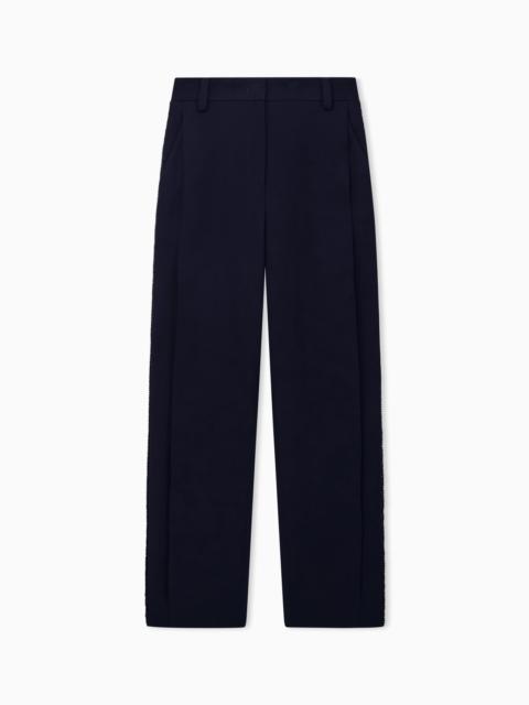 GIORGIO ARMANI EMBROIDERED TROUSER SERA REGULAR FIT SATIN MICRO PIPING
