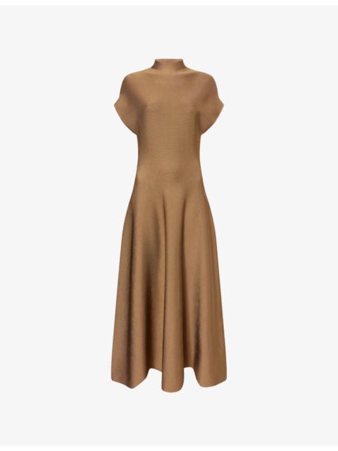 KHAITE Lyra Stand-Collar Knit Midi Dress
