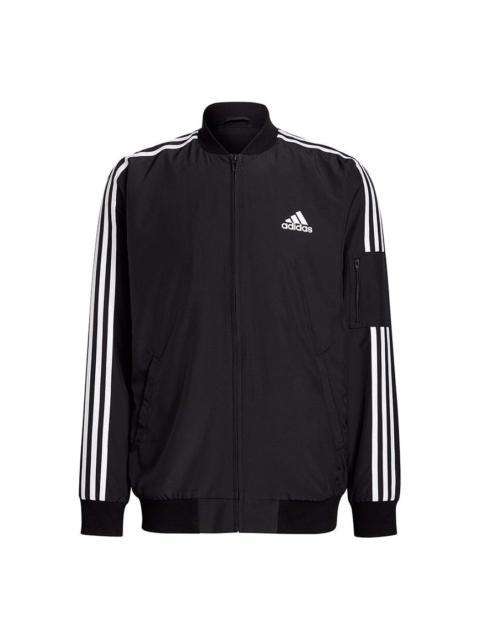 adidas adidas M 3s Bomber Jkt Contrasting Colors Stripe Sports Logo Casual Jacket Black GV5254