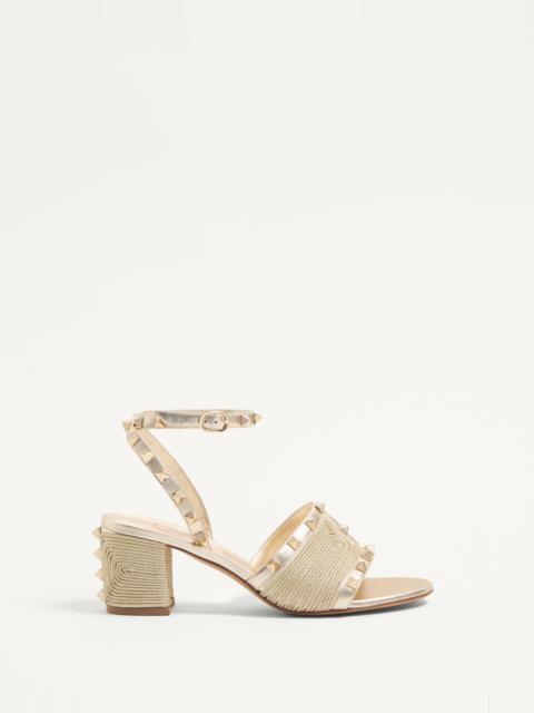 ROCKSTUD SANDAL IN LAMINATED NAPPA WITH CORNELY EMBROIDERY 60MM