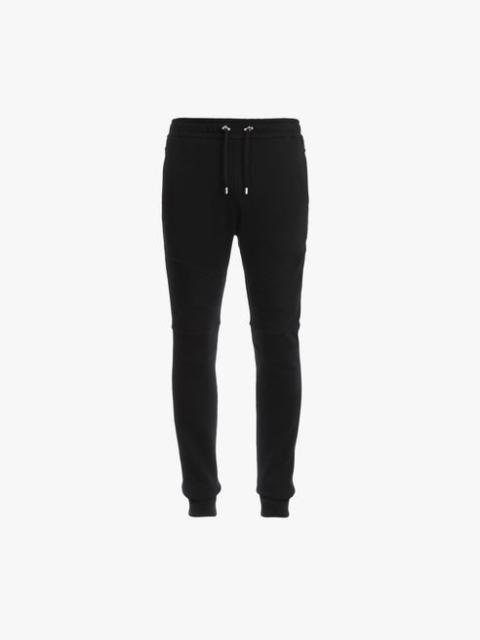 Black eco-designed cotton sweatpants with silver Balmain Paris logo print