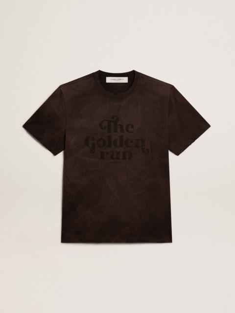 Golden Goose Anthracite cotton T-shirt with lettering on the front