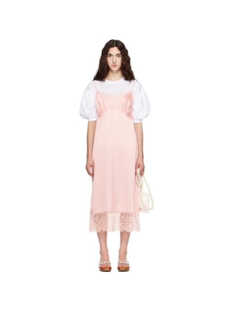Simone Rocha Pink Lace Trim Slip Midi Dress