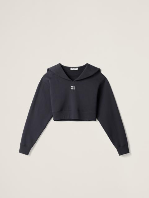 Miu Miu Cotton fleece sweatshirt with embroidered logo