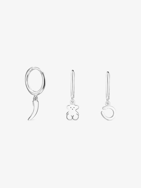 TOUS Silver TOUS Good Vibes Hooped earring Set