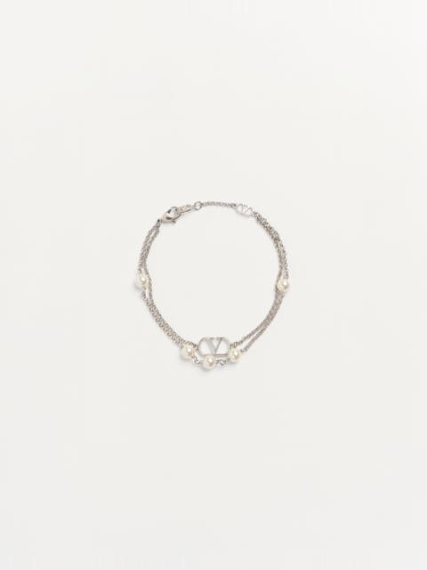 Valentino VLOGO SIGNATURE METAL BRACELET WITH SWAROVSKI® PEARLS