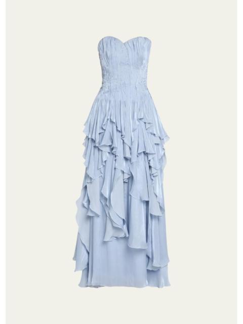 Aje. Gleam Strapless Ruffle Gown
