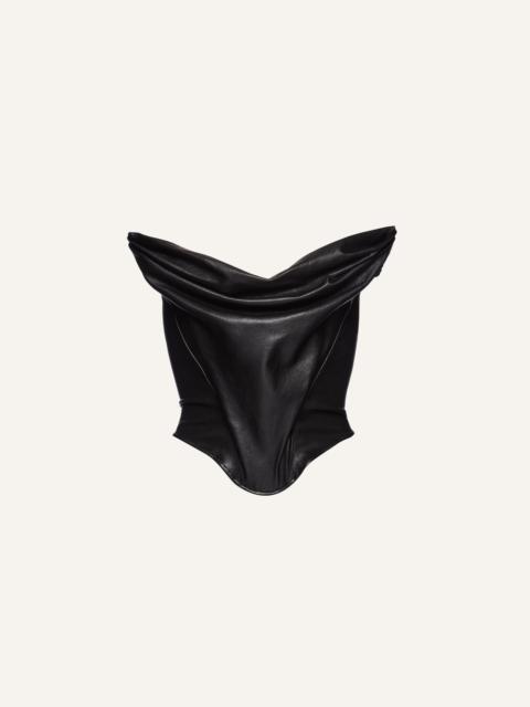 MAGDA BUTRYM Draped strapless leather corset in black