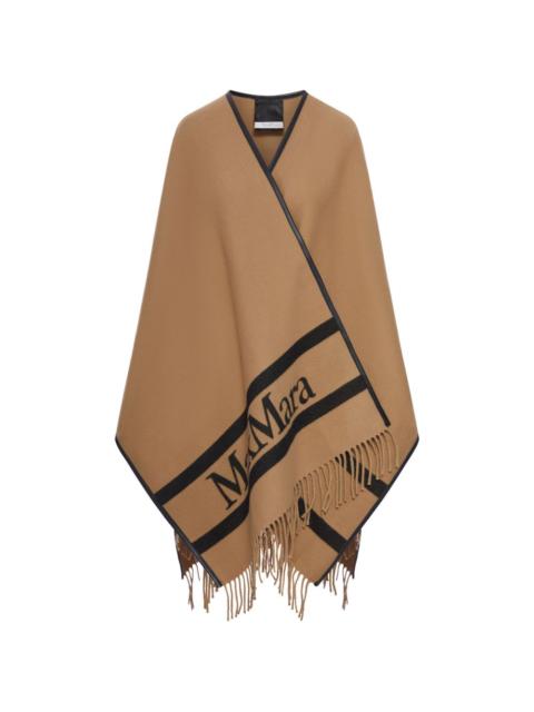 Max Mara Hilde fringed logo poncho