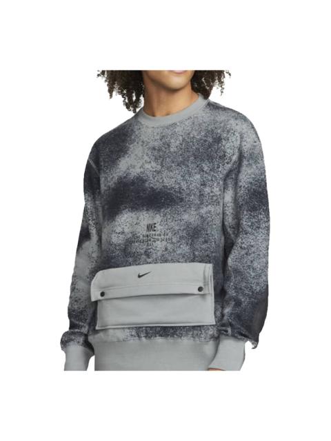 Nike Men's Nike Tie Dye Pocket Round Neck Long Sleeves Gray DQ3508-084
