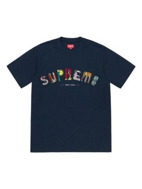 Supreme Supreme SS19 City Arc Tee Navy Embroidered logo Short Sleeve Unisex Navy Blue SUP-SS19-479