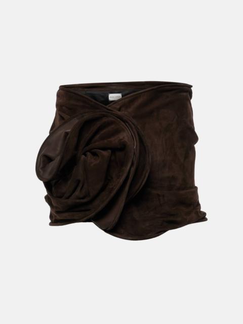 MAGDA BUTRYM Floral-appliqué suede miniskirt