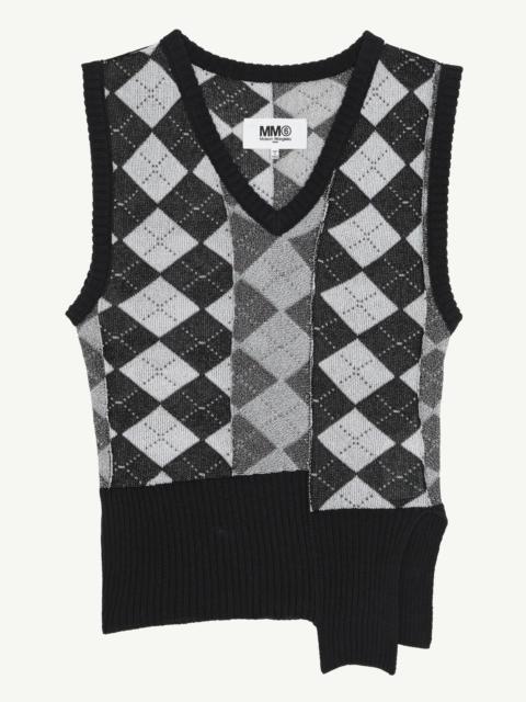 MM6 Maison Margiela Sleeveless V-neck argyle jumper